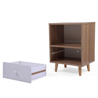 1-Drawer 1-Shelf Modern Nightstand Set of 2