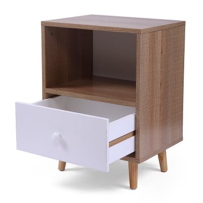 1-Drawer 1-Shelf Modern Nightstand Set of 2