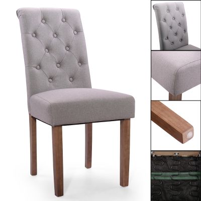 39” Grey Tufted Comfortable Upholstered Dining Room Chair 2pcs