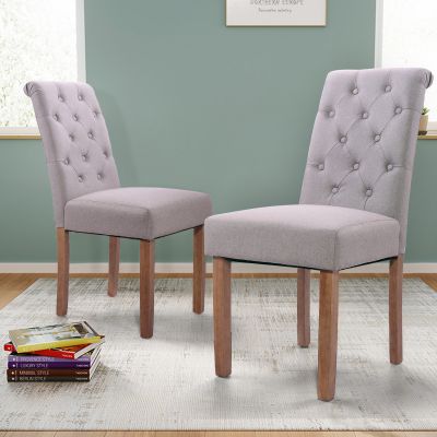 39” Grey Tufted Comfortable Upholstered Dining Room Chair 2pcs