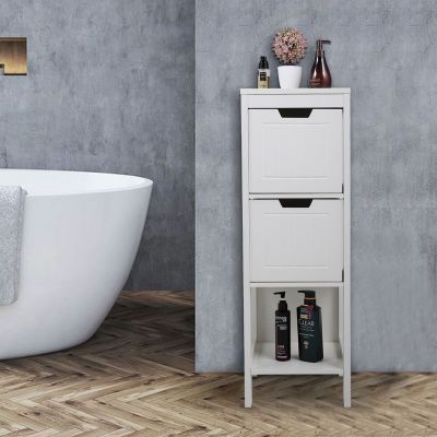 White Bathroom Floor Cabinets Free Standing Storage Cabinets W/2 Drawers and Shelves