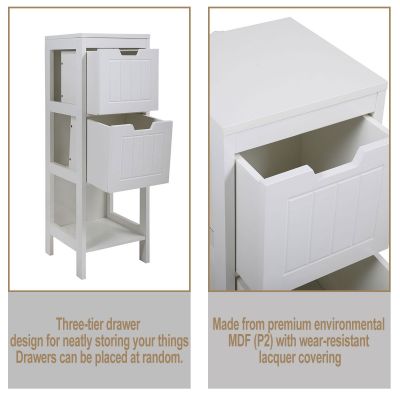Tall Bathroom Storage Floor Cabinets W/2 Drawers, Shelf