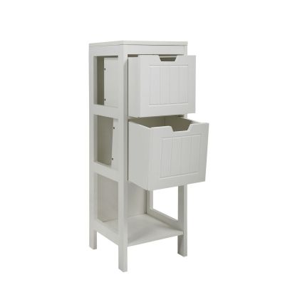 White Bathroom Floor Cabinets Free Standing Storage Cabinets W/2 Drawers and Shelves
