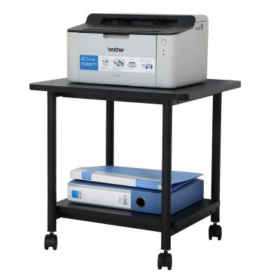 Under Desk Black Rolling Printer Cart W/Shelf