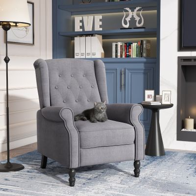 Grey Single Foldable Sofa Recliner Chair Upholstered Wingback Recliner Chair