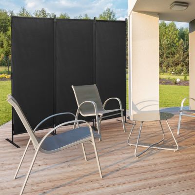 Black 3-Panel Room Divider Folding Privacy Screen