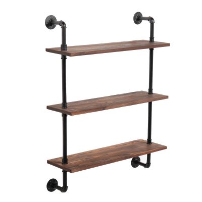 3 Tier Industrial Retro Wall Mount Iron Pipe Shelves