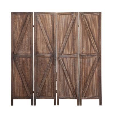 4-Panel Sycamore Solid Wood Folding Screen Room Division