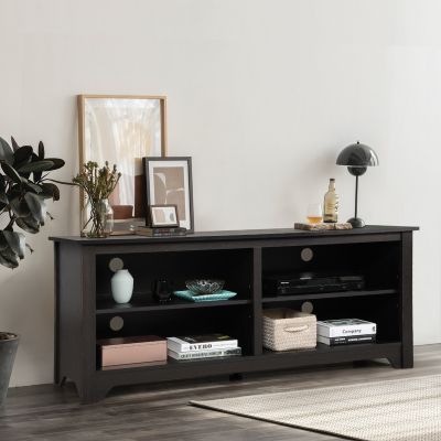 58” Dark Wood TV Stand Cabinet W/ Adjustable Shelve