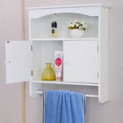 Bathroom Wall Mounted Cabinet W/Towel Bar, Shelf
