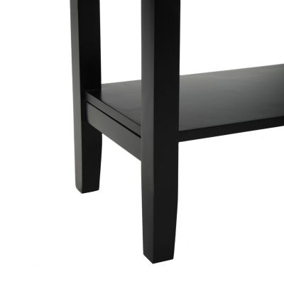 Black Skinny Flip Top End Table with Storage & Shelf