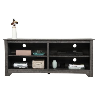 58” Grey Rustic Wood TV Media Stand W/ Cable Port