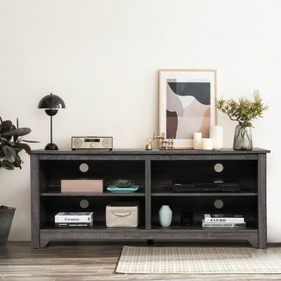 58” Grey Rustic Wood TV Media Stand W/ Cable Port