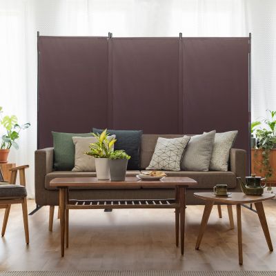 Brown 3-Panel Room Divider Folding Privacy Screen