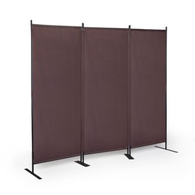 Brown 3-Panel Room Divider Folding Privacy Screen