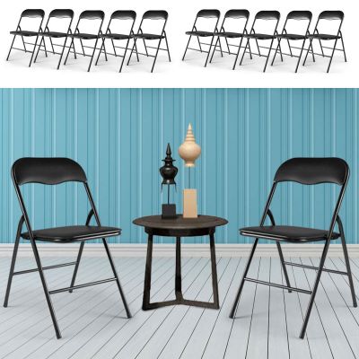 Metal + Plastic Padded Wedding Resin Folding Chairs-Black-set of 10