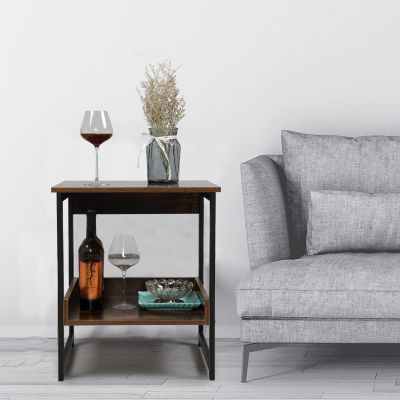 Small Rustic Industrial Coffee Table W/Metal Frame