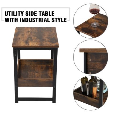 Small Rustic Industrial Coffee Table W/Metal Frame
