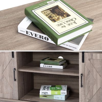 Wooden TV Stand for 65" TVs Farmhouse Style Media Console Storage Cabinet , Rustic Brown