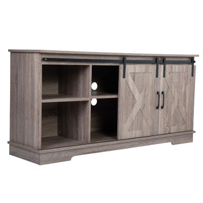 Wooden TV Stand for 65" TVs Farmhouse Style Media Console Storage Cabinet , Rustic Brown