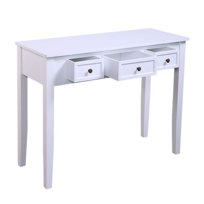 White Entryway Console Table With Drawers