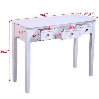 White Entryway Console Table With Drawers