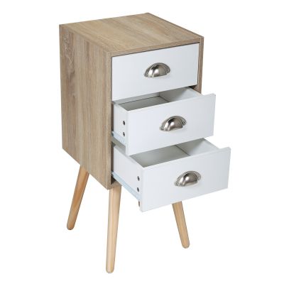 Narrow Solid Wood White Modern Bedside Table