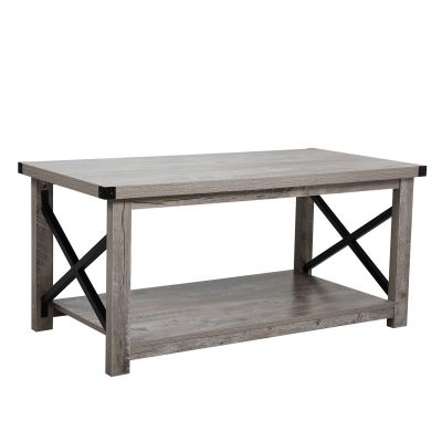 Square Rustic Distressed Coffee Table by Oak
