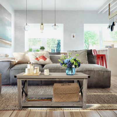 Square Rustic Distressed Coffee Table by Oak
