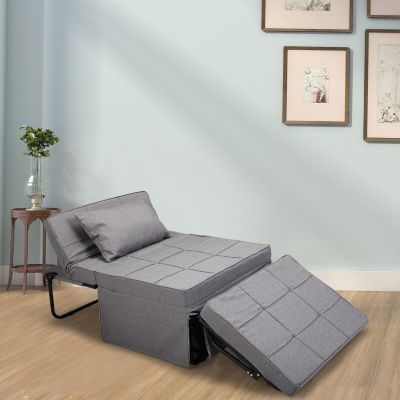 Grey Versatile Foldable Ottoman/Bed with Adjustable Backrest