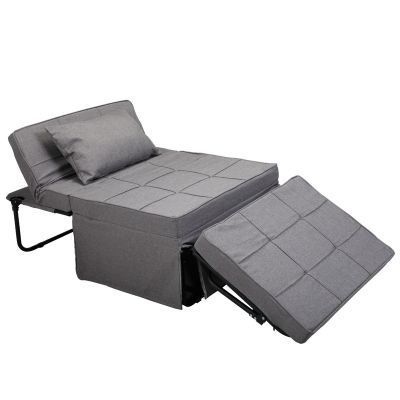Grey Versatile Foldable Ottoman/Bed with Adjustable Backrest