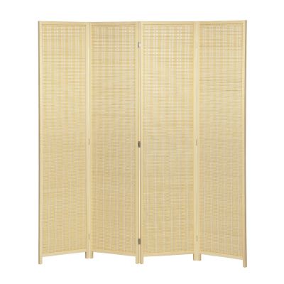 4-Panel Hand-Knitted Folding Screen W/ Rustic Taste 