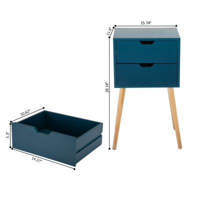 Blue Art-Deco 12 inch Wide Nightstand Set of 2