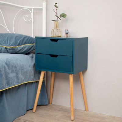 Blue Art-Deco 12 inch Wide Nightstand Set of 2