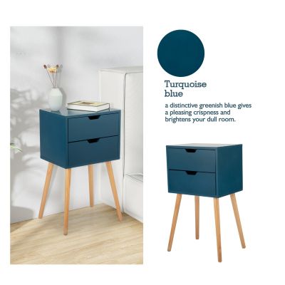 Blue Art-Deco 12 inch Wide Nightstand Set of 2