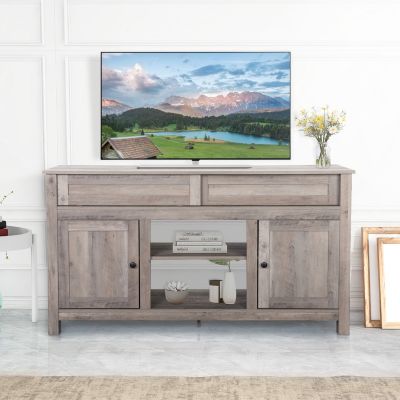 TV Stand for Flat Screens with Sliding Barn Doors and Storage Cabinets