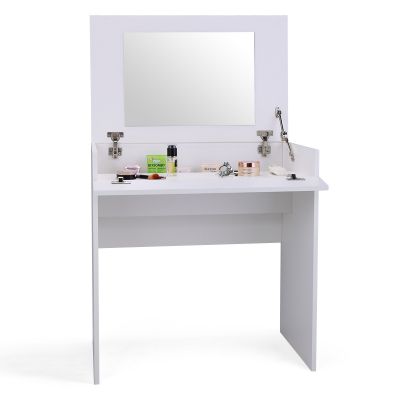 Modern Bathroom Makeup Desk W/ Flip-up Mirror