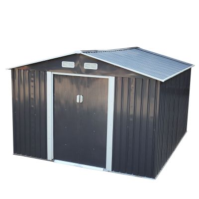 9.1' x 10.5' Garden Tool Metal Outdoor Storage Utility Building Shed with Sliding Door, 4 Vents, 2 Colors