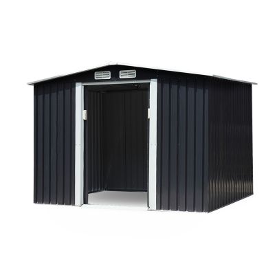 8x6 ft Shed Large Metal Outdoor Storage Shed, Lawn Equipment House with Lockable Sliding Door, Tool Organizer for Backyard Garden, 3 Colors