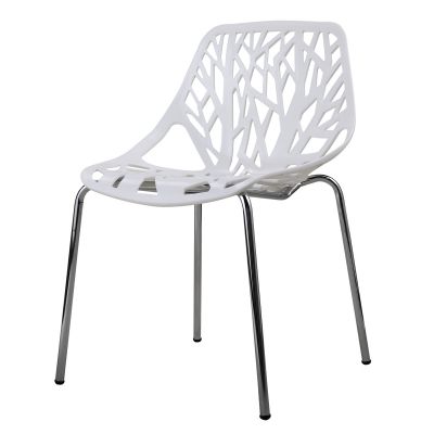 4pcs White Dining Chair in Sapling Bird Nest Design