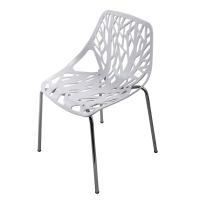 4pcs White Dining Chair in Sapling Bird Nest Design