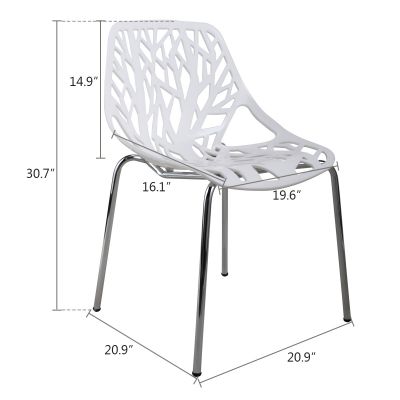 4pcs White Dining Chair in Sapling Bird Nest Design