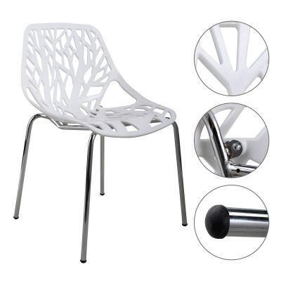 4pcs White Dining Chair in Sapling Bird Nest Design