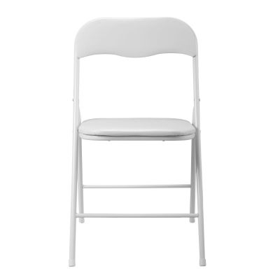 4 Pcs White Metal Cushioned Folding Chairs