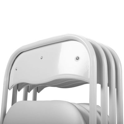 4 Pcs White Metal Cushioned Folding Chairs