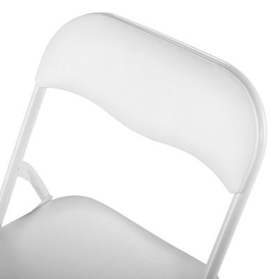4 Pcs White Metal Cushioned Folding Chairs