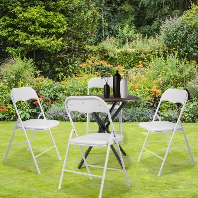 4 Pcs White Metal Cushioned Folding Chairs