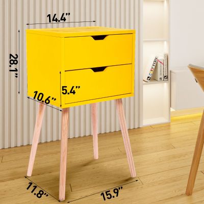 Dayton Mustard Yellow 2-Drawer Nightstand Set of 2