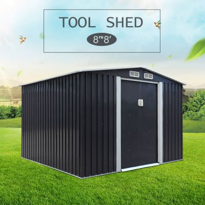8 x 8 ft Outdoor Motorcycle & Garden Tool Storage Shed