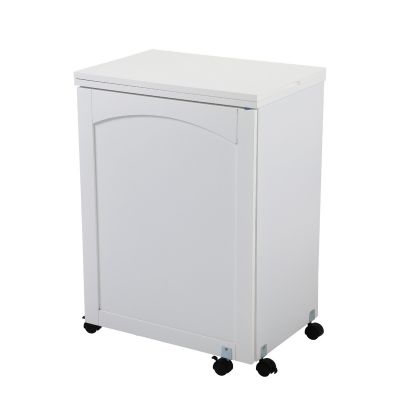 Moving White Foldable Sewing Table W/Cabinet